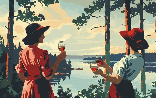 1950s Finnish Lake Travel Poster