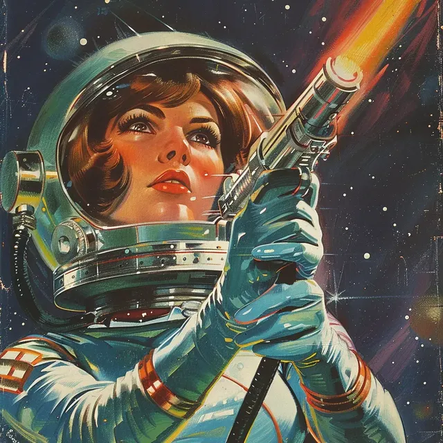 1960s Sci-Fi Paperback Cover of a Female Astronaut