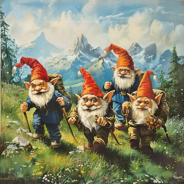 1984 Movie Poster Style Gnomes on a Treasure Hike