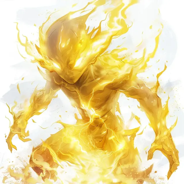 4K Manga Illustration of Yellow Lightning Elemental