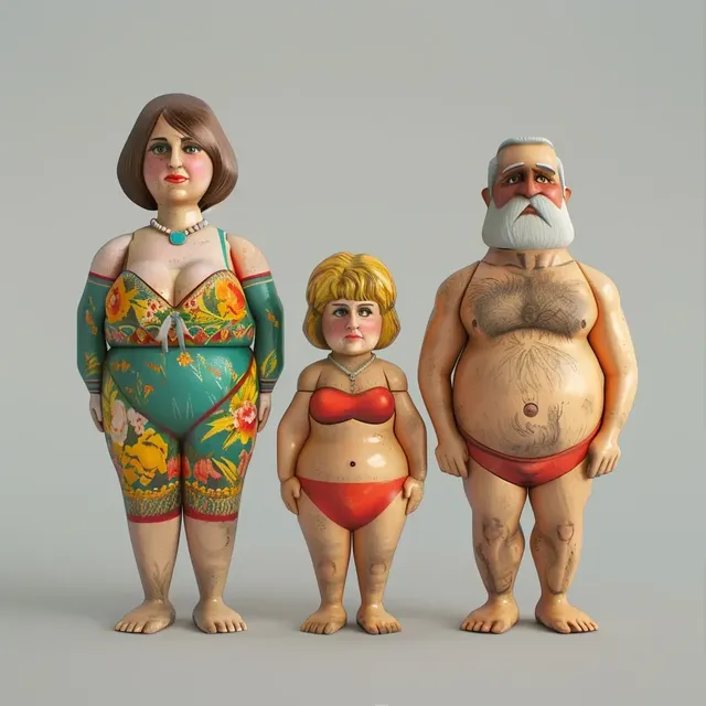 Animated Nesting Dolls of Different Ages