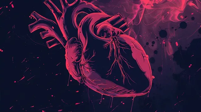 Anime Human Heart on Black Background