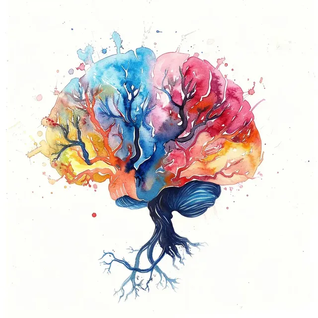 Artistic Watercolor Brain Tree Idea