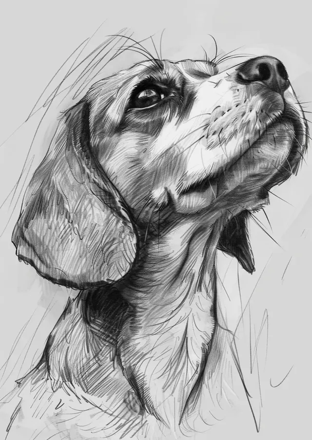 Beagle Sketch with Tongue Out