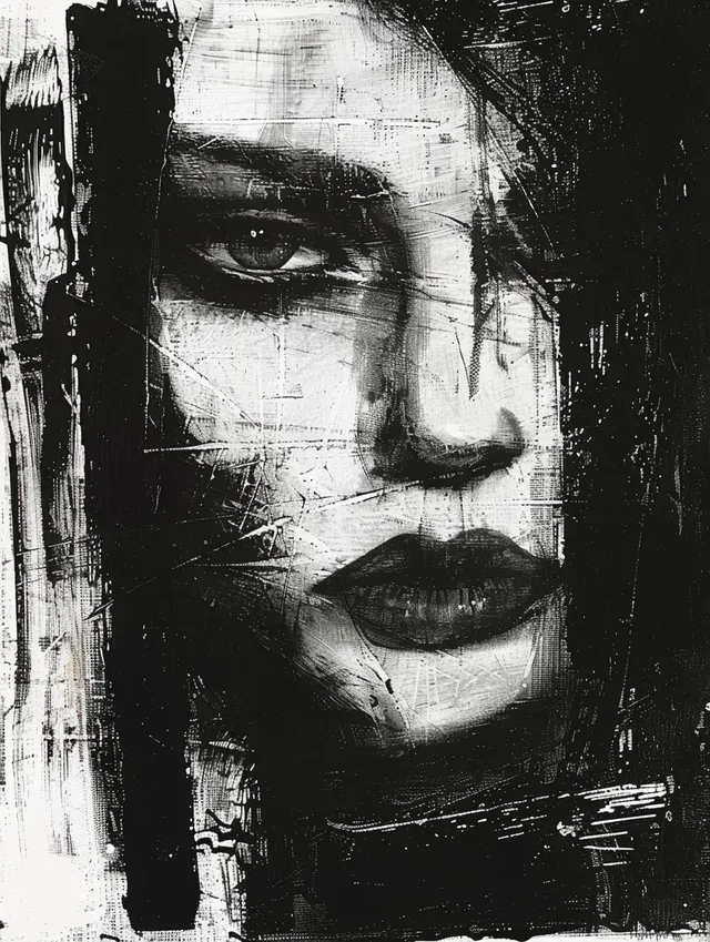 Black and White Abstract Female Portrait