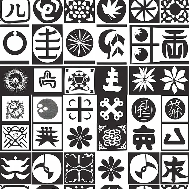 Black and White Japanese Symbols Sheet from Matrix