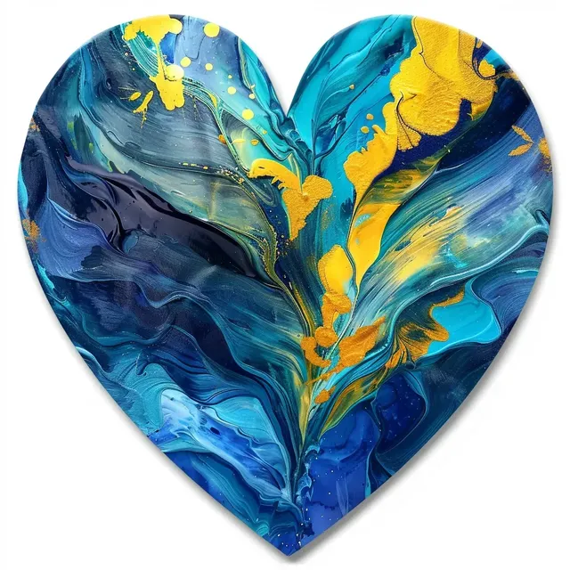 Blue and Yellow Heart Sticker