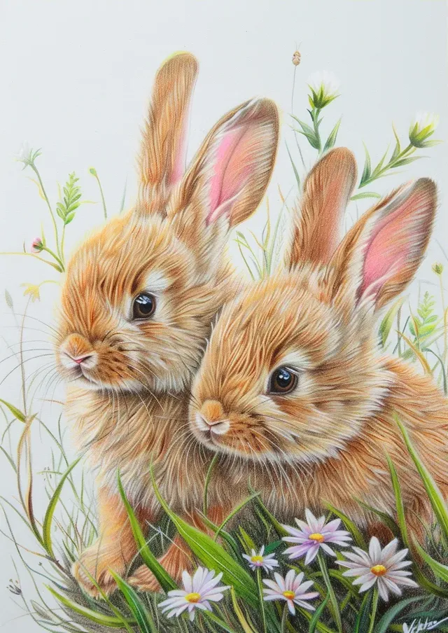 Bunnies Frolic in Grass