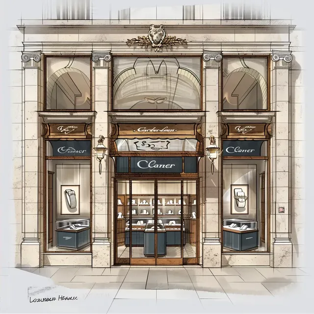 Cartier Panther Theme Shop Front 2D Drawing