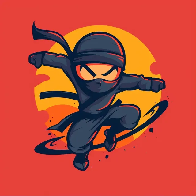 Cartoon Ninja Vector Logo