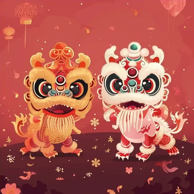 Chinese Spring Festival Dragon and Lion Dance