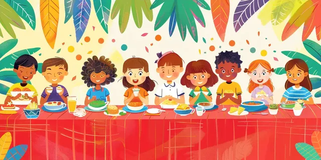 Colorful Multicultural Children’s Breakfast Event