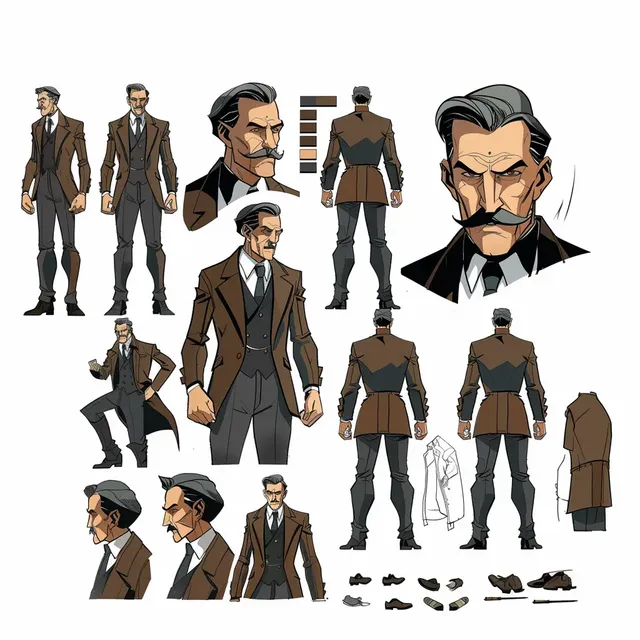 Comic Style Character Sheet of a Man