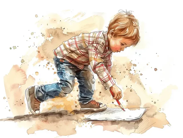 Confident Boy in Watercolor