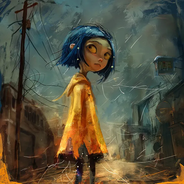 Coraline in Studio Ghibli Anime Style