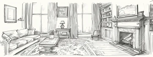 Cozy Living Room Sketch