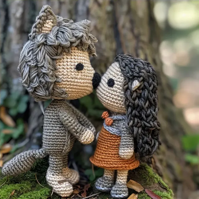 Crochet Scene Werewolf Watching Couple Kiss