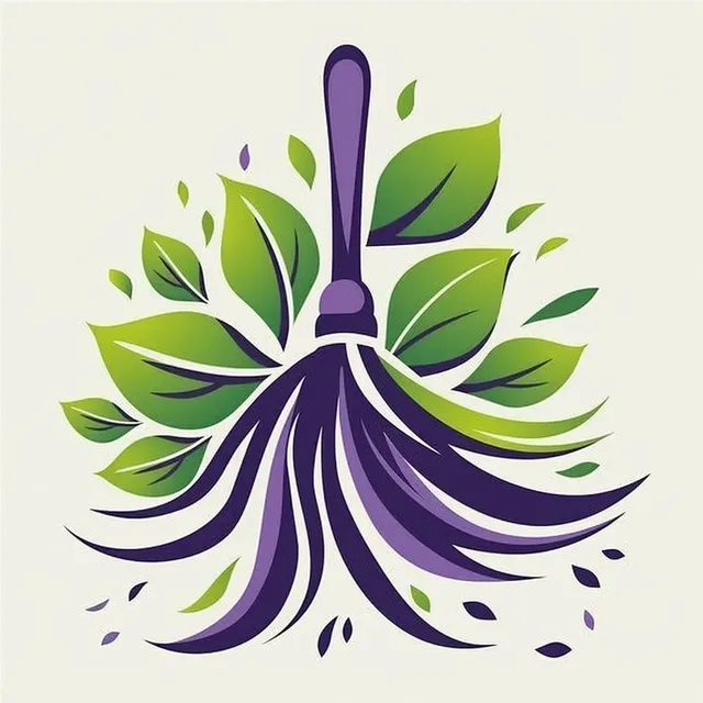 Cursive Logo of ECleaning with Broom Elements