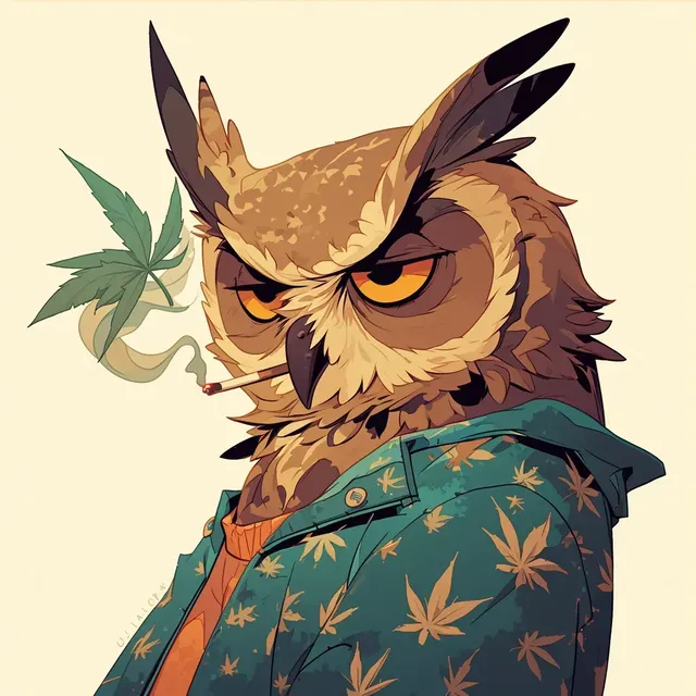 Cute Owl Chilling and Smoking