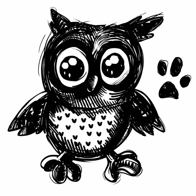 Cute Owl Paw Print Icon