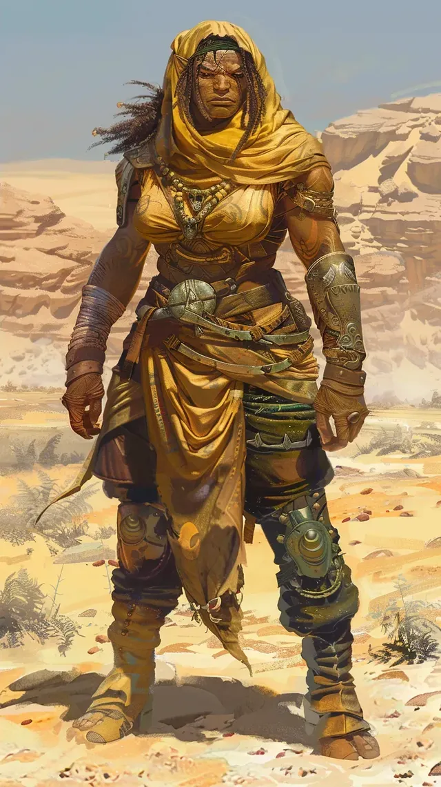 D&D Orc Woman in Desert by Rutkowski