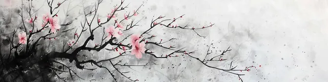 Delicate Drawings of Haze and Pink Flowers