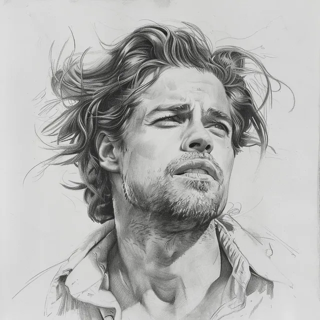 Detailed Pencil Drawing of Brad Pitt by Terry Dodson