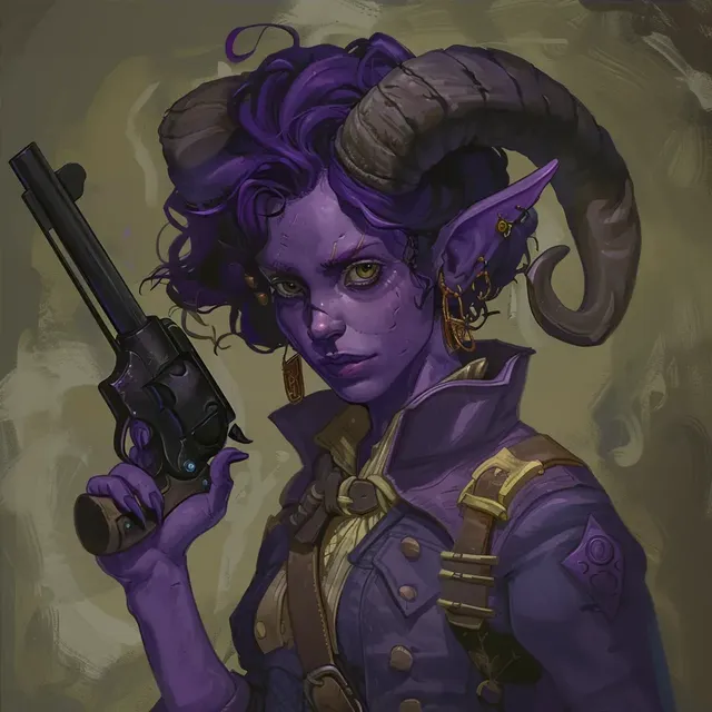 Determined Tiefling Gunslinger Illustration