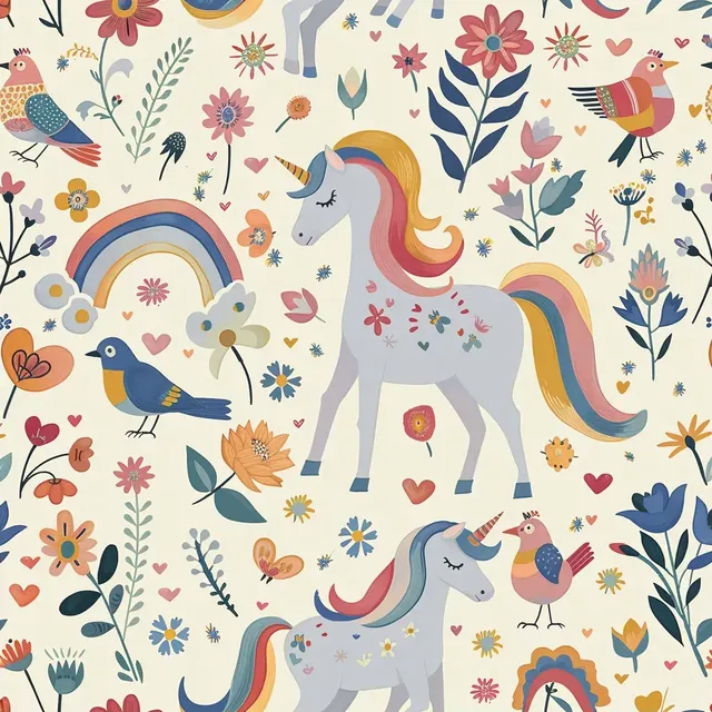 Disney Tangled-Style Unicorn Wallpaper Pattern