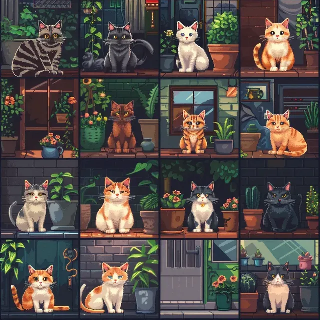 Dozen Pixel Kittens in Professions