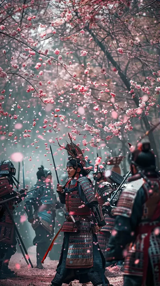 Dramatic Hwarang Warriors Amidst Cherry Blossoms