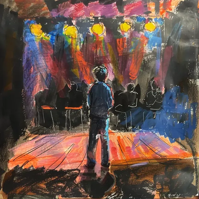 Drawing of Confident Theatre Artist by a 6th Grader