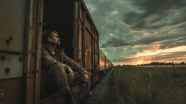 Early 1900s Vagrant on a Train