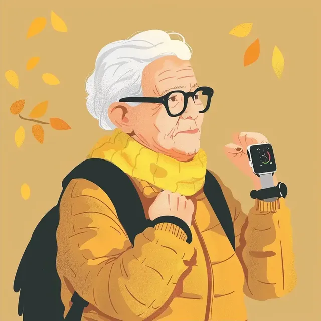 Elderly Person Using Fitness Tracker for Healthy Lifestyle