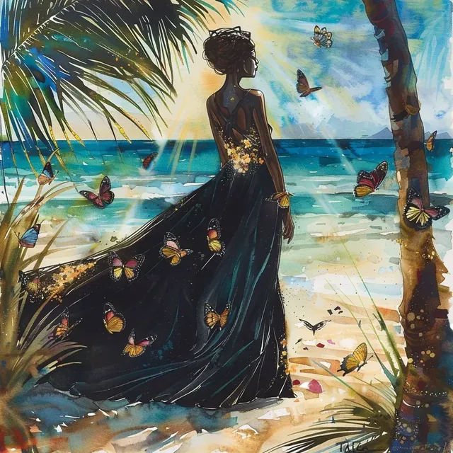 Enchanting Beachside Watercolor Illustration