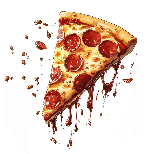 Fortnite-Style 2D Illustration of Floating Pizza