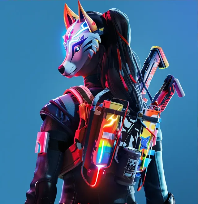 Fortnite Kitsune with Laser Guns