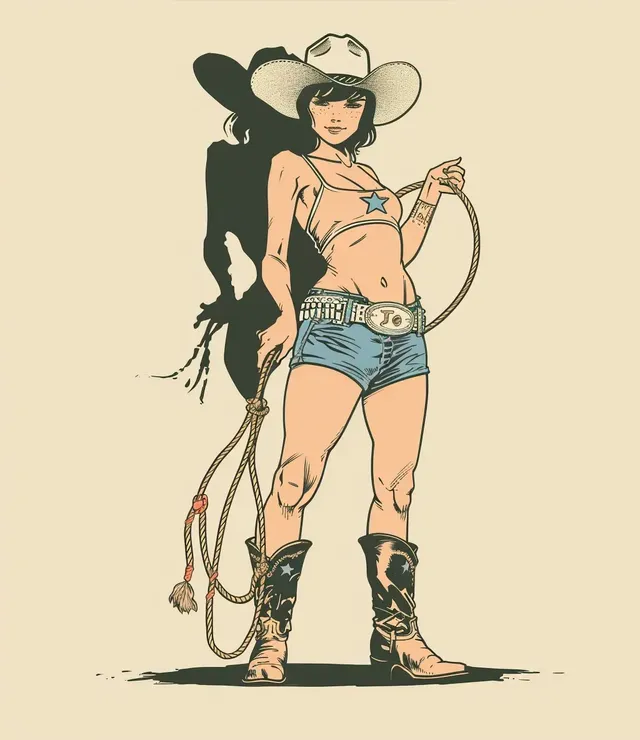 Frank Frazetta Style Cowgirl Tattoo Flash