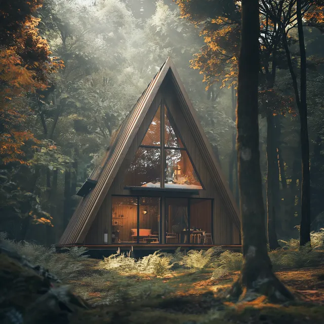 Futuristic A-Frame Cabin in Forest