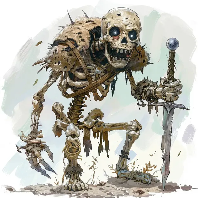 Googly-Eyed Bone Warrior Cartoon