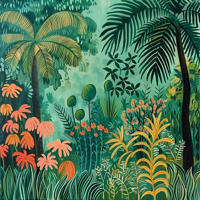 Green Jungle (Henri Rousseau Style)