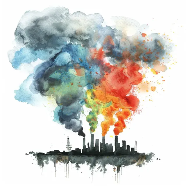 Greenhouse Gas Watercolor Icon