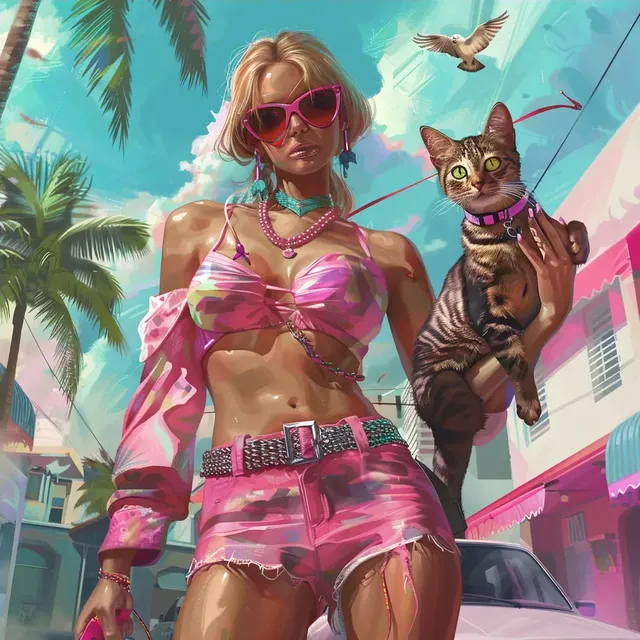 GTA 6 Cover Art Miami Kittens