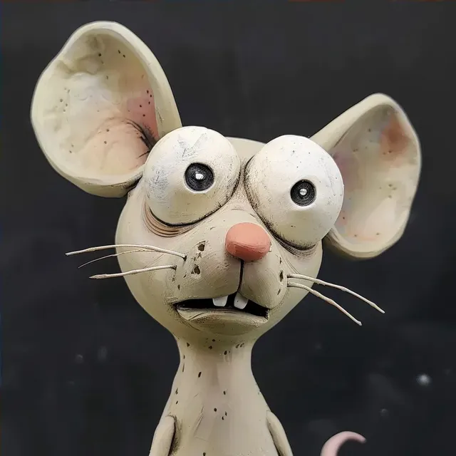 Handmade Clay Mouse Puppet Rick and Morty Style