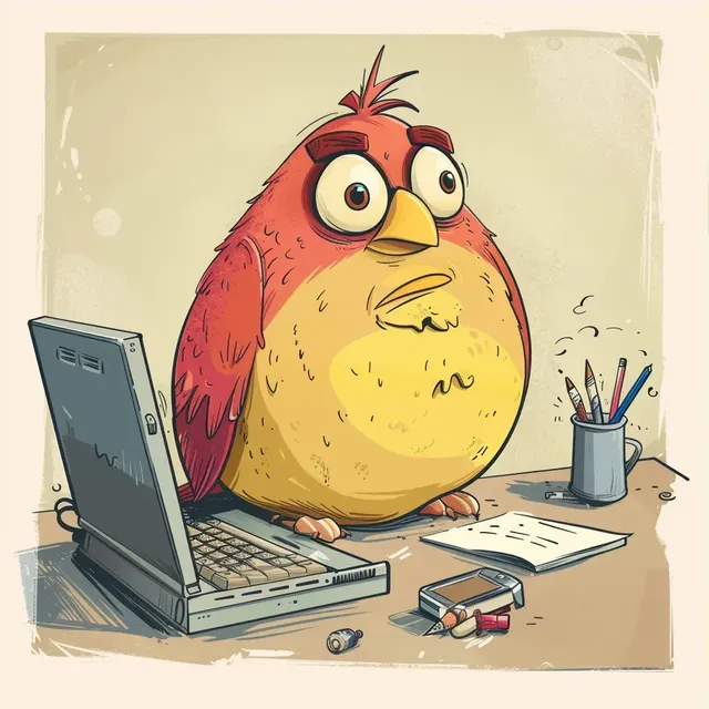 Hardworking Bird Cartoon