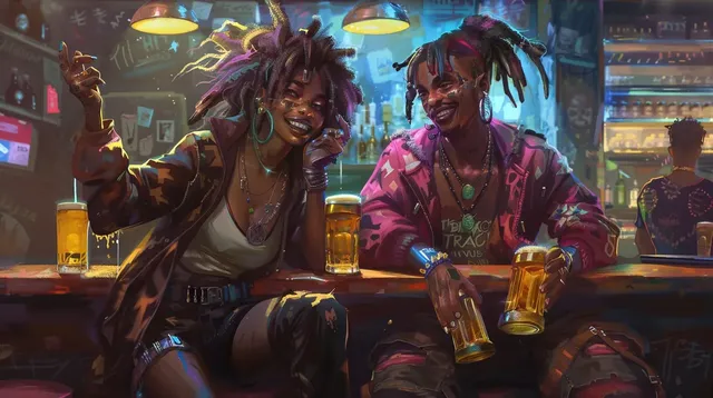 Hearthstone-style Latto and Quavo in Polish Bar