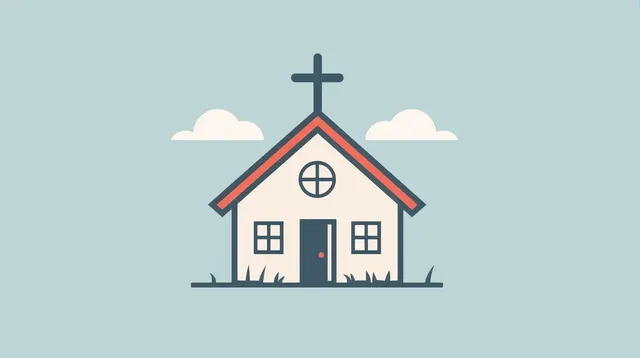 Iconic House Graphic with a Cross