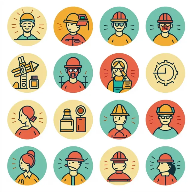 Line Art Icons of Various Jobs