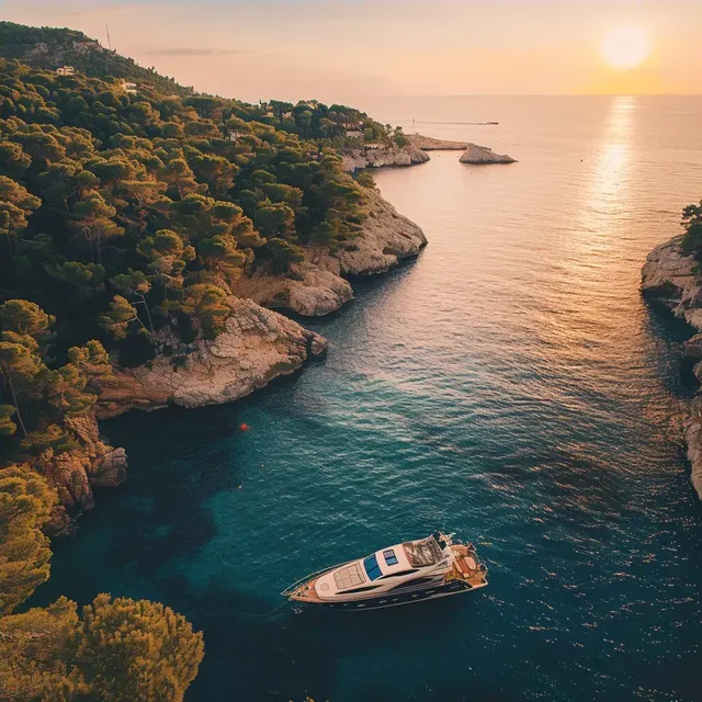 Luxury Yacht at Sunset