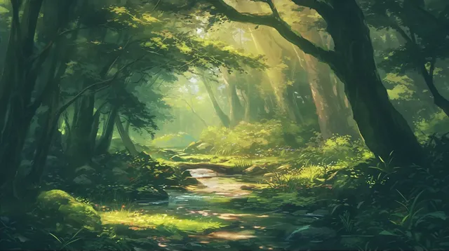 Makoto Shinkai-Style Fantasy Forest Scene Design